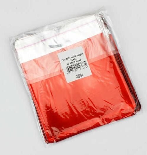 SAN LÜKS BANTLI METALIZE POSET 11*12 PK:50 Lİ KIRMIZI & GOLD & GÜMÜŞ