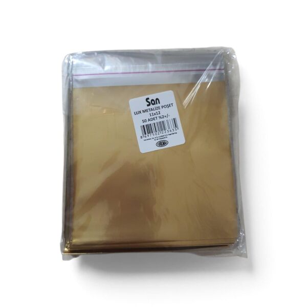 SAN LÜKS BANTLI METALIZE POSET 11*12 PK:50 Lİ KIRMIZI & GOLD & GÜMÜŞ