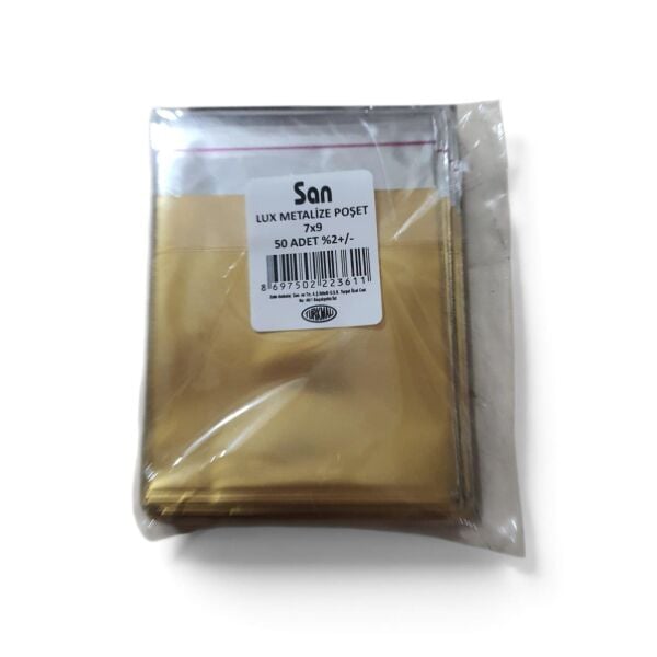 SAN LÜKS BANTLI METALIZE POSET 07*09 PK:50 Lİ KIRMIZI & GOLD & GÜMÜŞ