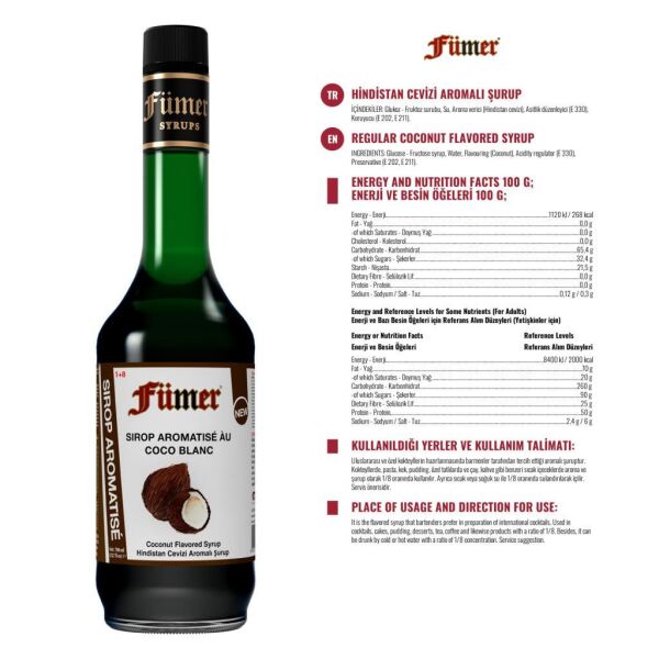 FÜMER H. CEVİZİ COCO BLANK AROMALI KOKTEYL SURUBU 700 ML