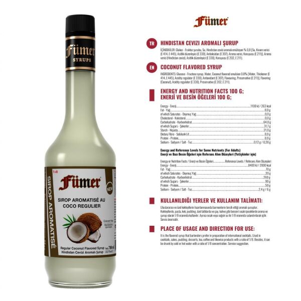 FÜMER H. CEVİZİ REGULAR AROMALI KOKTEYL SURUBU 700 ML