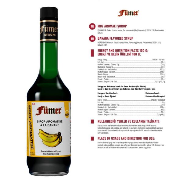 FÜMER MUZ AROMALI KOKTEYL SURUBU 700 ML
