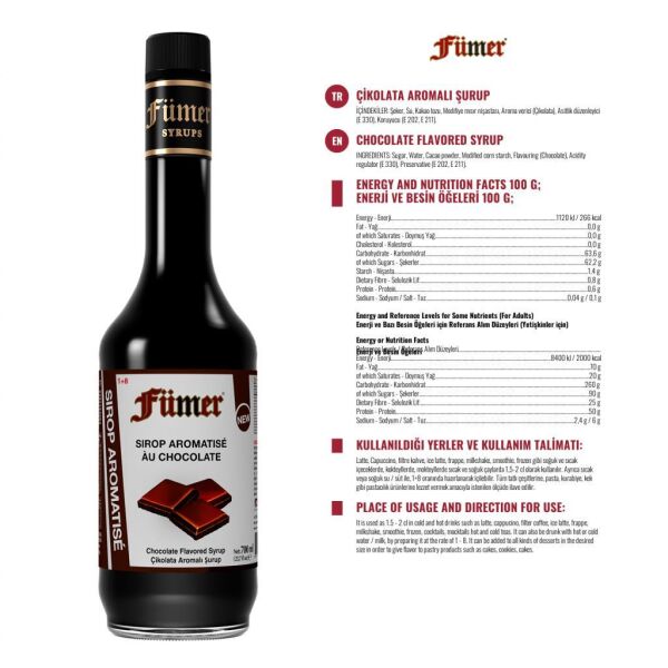 FÜMER ÇİKOLATA AROMALI KOKTEYL SURUBU 700 ML