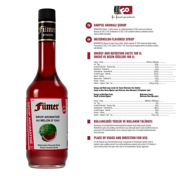 FÜMER KARPUZ AROMALI KOKTEYL SURUBU 700 ML
