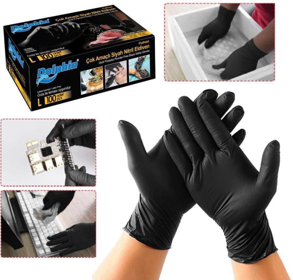 DOLPHIN NİTRİL SIYAH ELDİVEN L ÇOK AMAÇLI