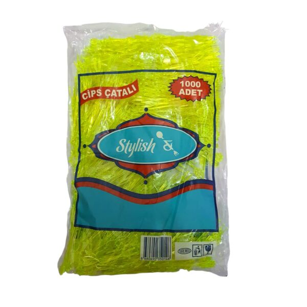 CİPS ÇATALI ÇİFTLİ ÇATAL PK 1000 AD. (PAKETLER TEK RENKTİR ) STYLİSH & BARPLAST