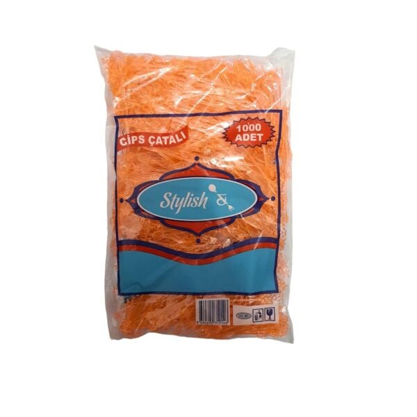 CİPS ÇATALI ÇİFTLİ ÇATAL PK 1000 AD. (PAKETLER TEK RENKTİR ) STYLİSH & BARPLAST
