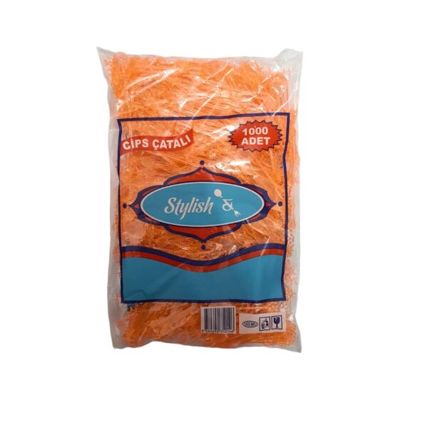 CİPS ÇATALI ÇİFTLİ ÇATAL PK 1000 AD. (PAKETLER TEK RENKTİR ) STYLİSH & BARPLAST