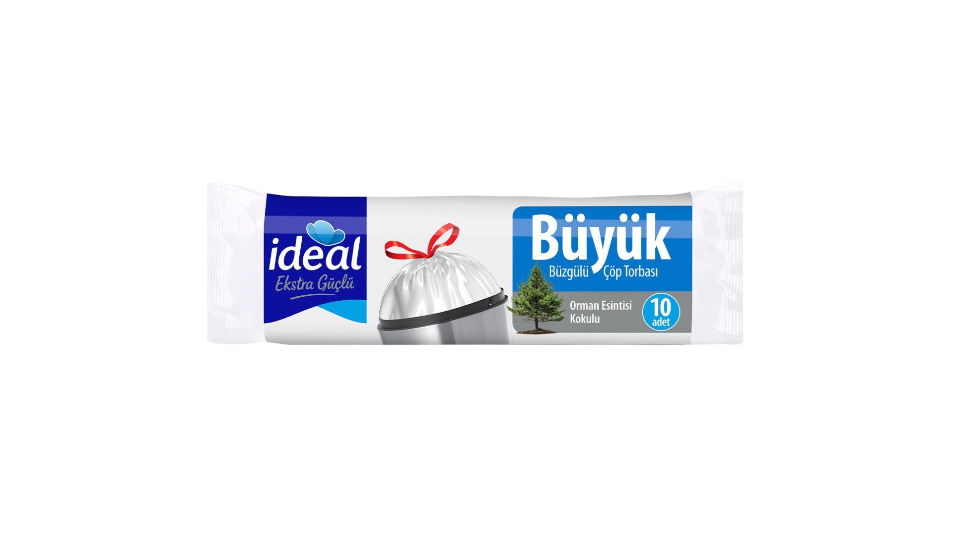 İDEAL BÜZGÜLÜ BÜYÜK BOY ÇÖP TORBASI 50 L. 65*67 CM PK:10 AD BEYAZ SABUN KOKULU & ORMAN ESİNTİSİ KOKU