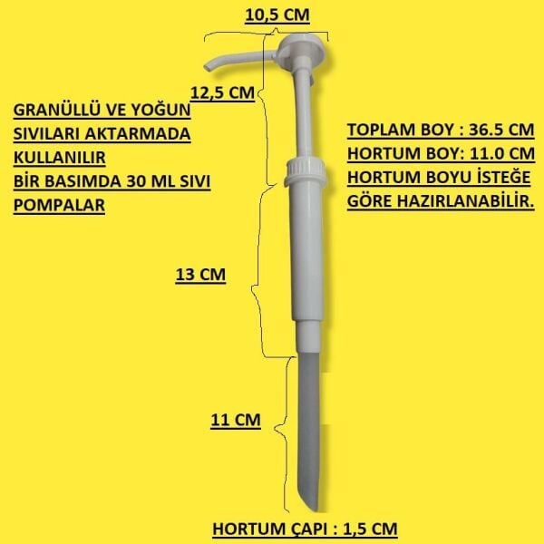 SELANİKLİ GRANÜLLÜ SIVI SABUN POMPASI 30 CC (YOĞUN SIVILAR İÇİN AKTARIM POMPASI)