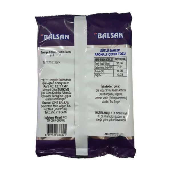 BALSAN TOZ SÜTLÜ SALEP 250 GR