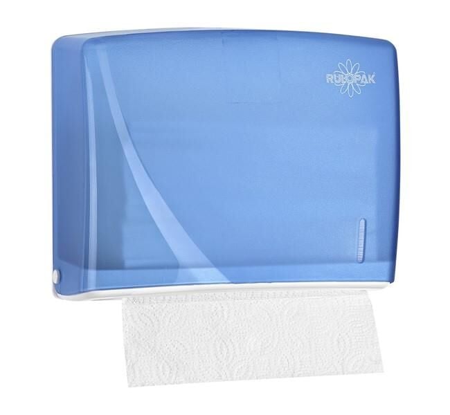 RULOPAK MODERN Z KATLI ŞEFFAF MAVİ KAĞIT HAVLU DİSPENSERİ 200 KAĞIT KAPASİTELİ R-1317