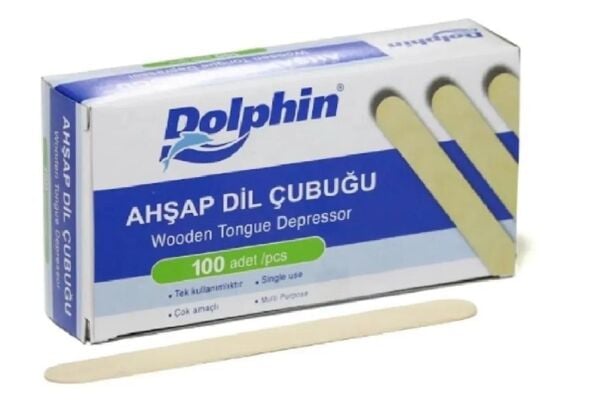 DOLPHİN DİL ÇUBUĞU PK: 100 ADET BOY : 15 CM EN :1,8 CM ( AĞDA SPATULASI OLARAK KULLANILABİLİNİR )