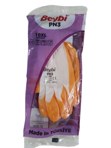 BEYBİ PN3 İŞ GÜVENLİK ELDİVENİ SOFT  SARI-BEYAZ ISÇI ELDİVEN 10 XL İŞÇİ ELDİVENİ