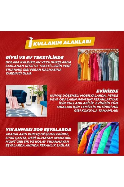 YUMOŞ 450 ML AMBER KIRMIZI ODA SPREY GİYSİ, EV VE YIKAMASI ZOR EŞYALAR İÇİN