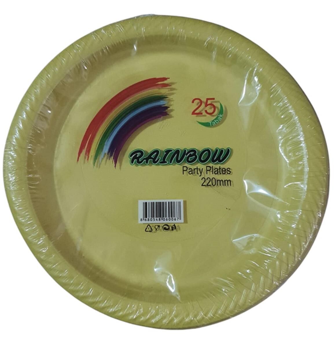 PARTI TABAK PLASTIK SARI PK 25 LI YUVARLAK 22 CM