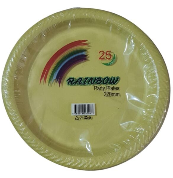 PARTI TABAK PLASTIK SARI PK 25 LI YUVARLAK 22 CM