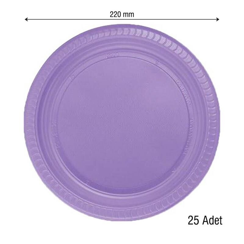 PARTI TABAK PLASTIK LİLA & MOR PK 25 LI YUVARLAK 22 CM