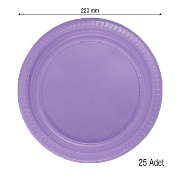 PARTI TABAK PLASTIK LİLA & MOR PK 25 LI YUVARLAK 22 CM