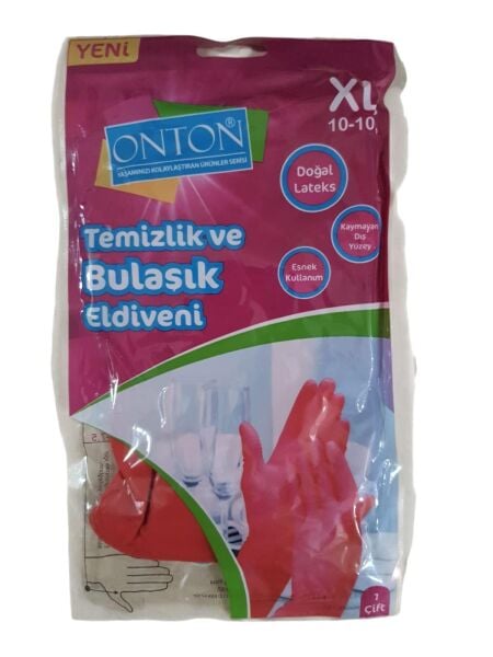 BULAŞIK ELDİVENİ NO:10-10,5 XL KIRMIZI TEMİZLİK ELDİVENİ ONTON