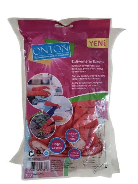 BULAŞIK ELDİVENİ NO:10-10,5 XL KIRMIZI TEMİZLİK ELDİVENİ ONTON