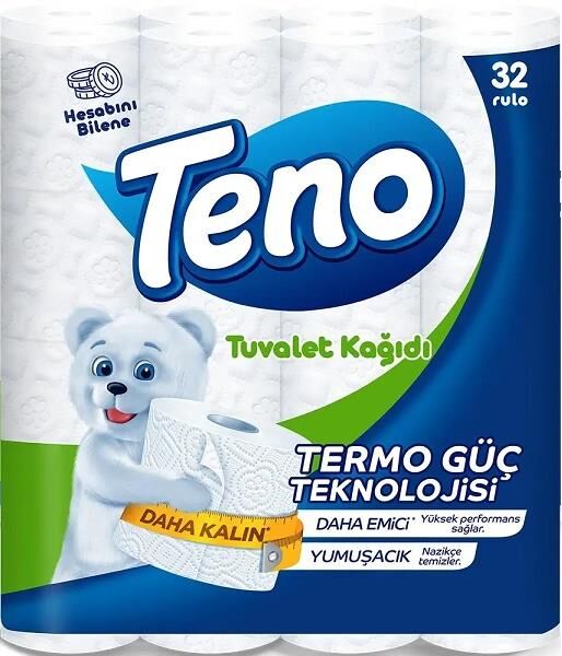 TENO 32 Lİ TUVALET KAĞIDI 2 KATLI % 100 SELÜLOZ SADE & PUDRALI