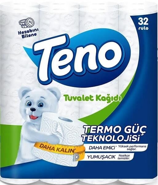 TENO 32 Lİ TUVALET KAĞIDI 2 KATLI % 100 SELÜLOZ SADE & PUDRALI