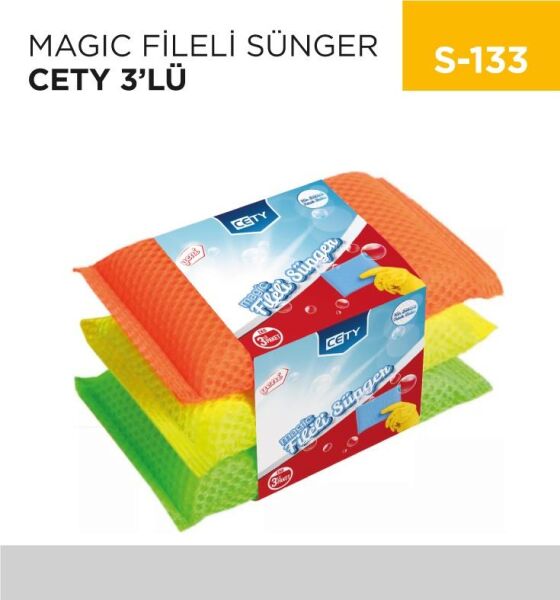 CETY SİHİRLİ SÜNGER 3'LÜ FİLELİ BULAŞIK SÜNGERİ