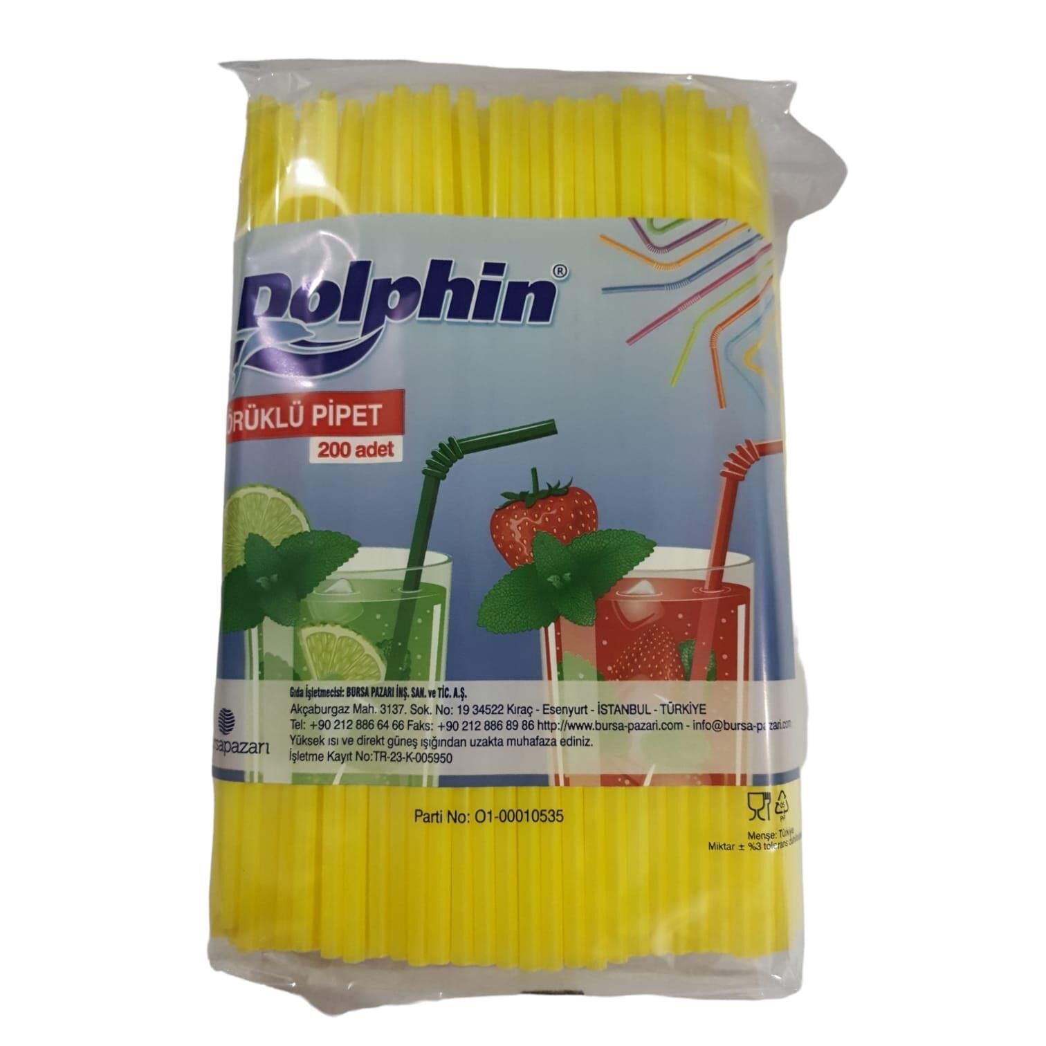 DOLPHİN RENKLİ KÖRÜKLÜ PİPET BOY : 21,5 CM PK:200 LÜ 5 MM ÇAP PAKETLER TEK RENKTİR