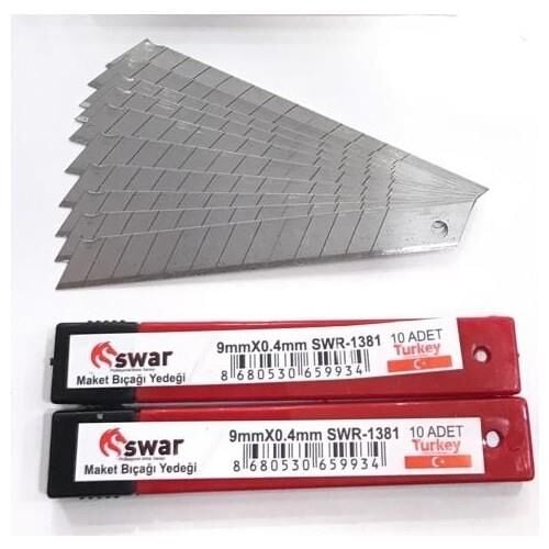 SWAR YEDEK KÜÇÜK MAKET BIÇAĞI 9 MM*0,4 MM PK:10 ADET SWR-1381
