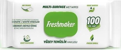 FRESHMAKER YÜZEY TEMİZLİK HAVLUSU KAPAKLI 100 LÜ PAKET BEYAZ SABUN KOKULU