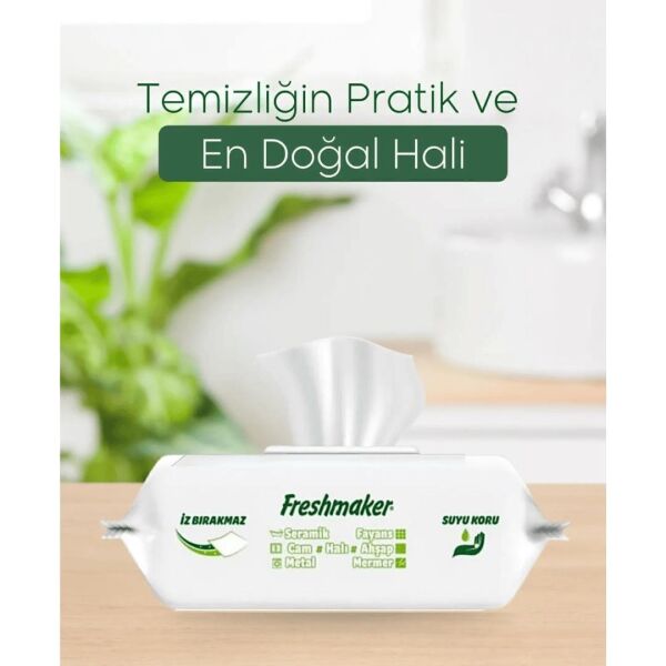 FRESHMAKER YÜZEY TEMİZLİK HAVLUSU KAPAKLI 100 LÜ PAKET BEYAZ SABUN KOKULU