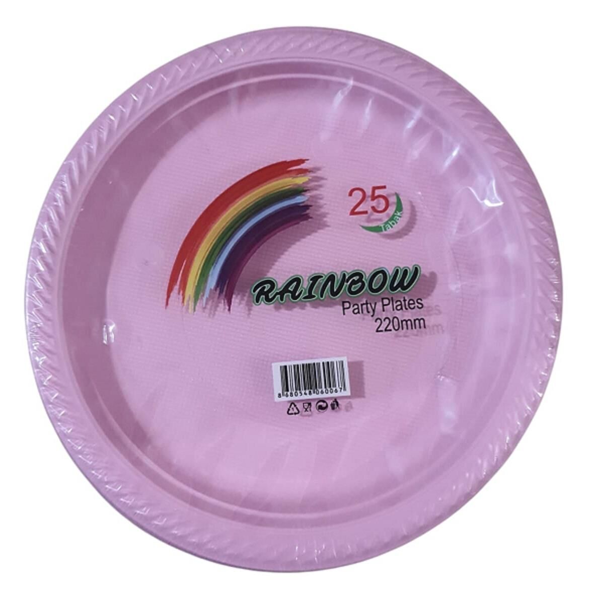 PARTI TABAK PLASTIK PEMBE PK 25 LI YUVARLAK 22 CM