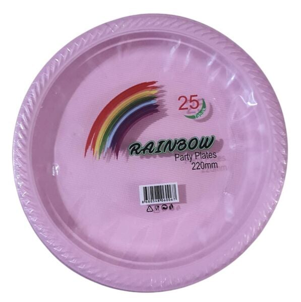 PARTI TABAK PLASTIK PEMBE PK 25 LI YUVARLAK 22 CM