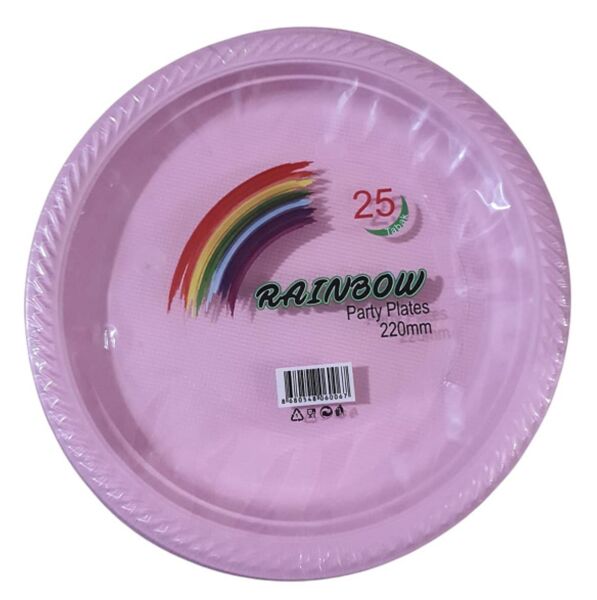 PARTI TABAK PLASTIK PEMBE PK 25 LI YUVARLAK 22 CM