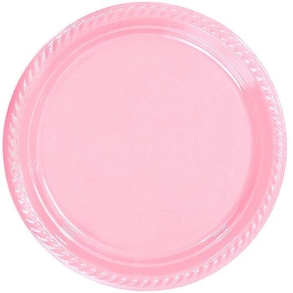 PARTI TABAK PLASTIK PEMBE PK 25 LI YUVARLAK 22 CM