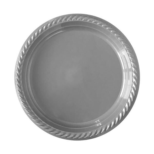 PARTI TABAK PLASTIK GRİ & GÜMÜŞ PK 25 LI YUVARLAK 22 CM