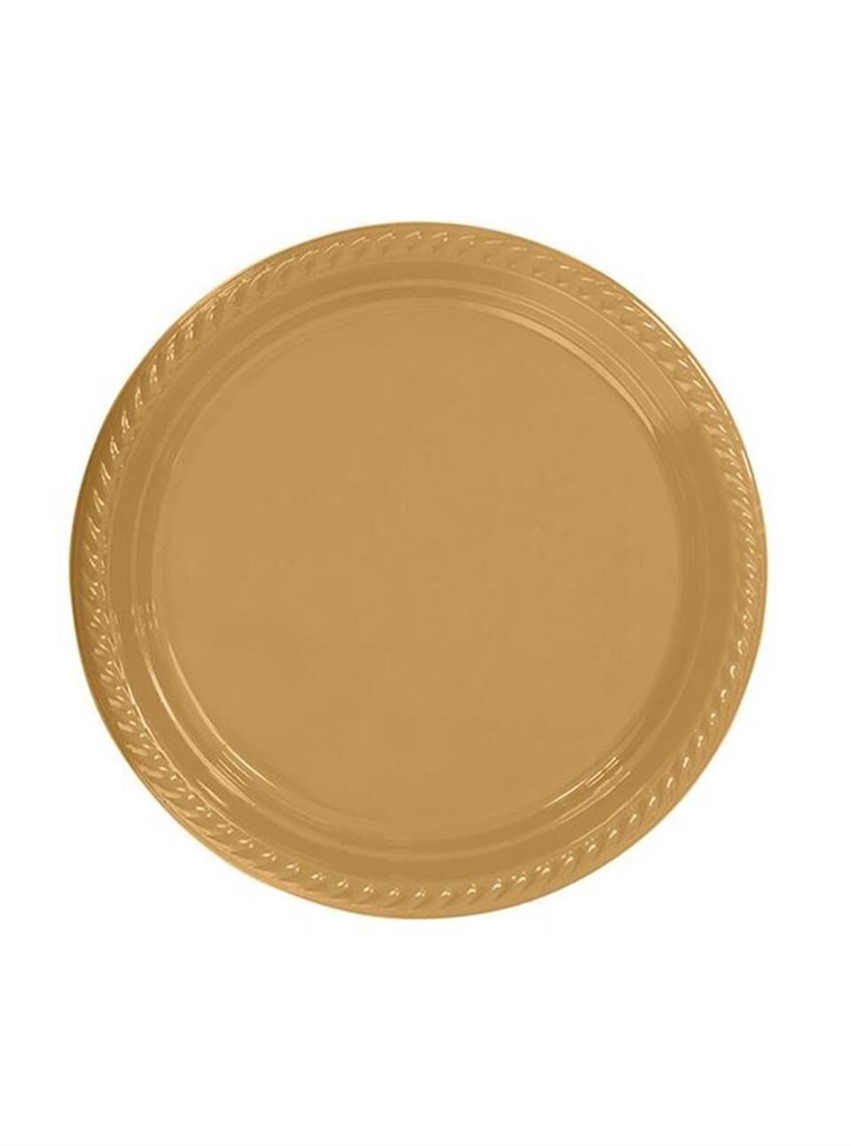 PARTI TABAK PLASTIK GOLD PK 25 LI YUVARLAK 22 CM