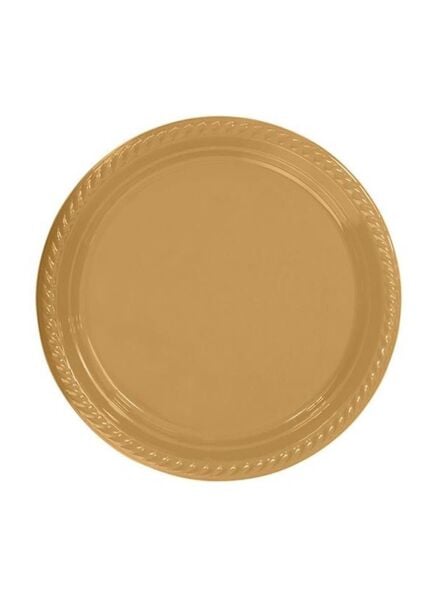 PARTI TABAK PLASTIK GOLD PK 25 LI YUVARLAK 22 CM