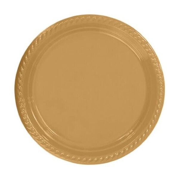 PARTI TABAK PLASTIK GOLD PK 25 LI YUVARLAK 22 CM