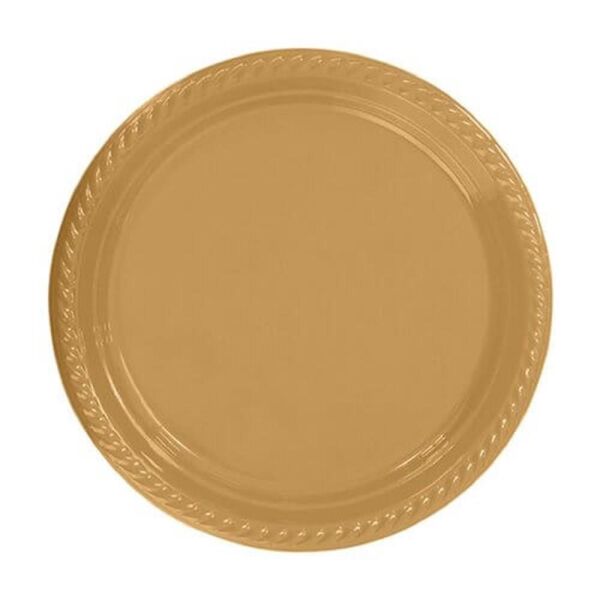 PARTI TABAK PLASTIK GOLD PK 25 LI YUVARLAK 22 CM