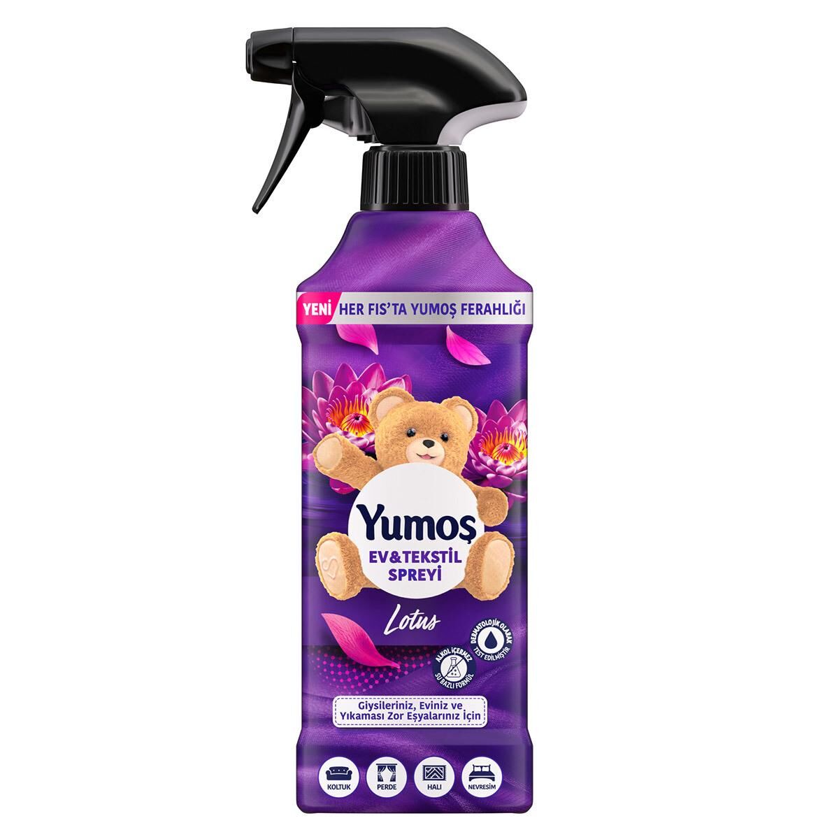 YUMOŞ 450 ML LOTUS MOR ODA SPREY GİYSİ, EV VE YIKAMASI ZOR EŞYALAR İÇİN