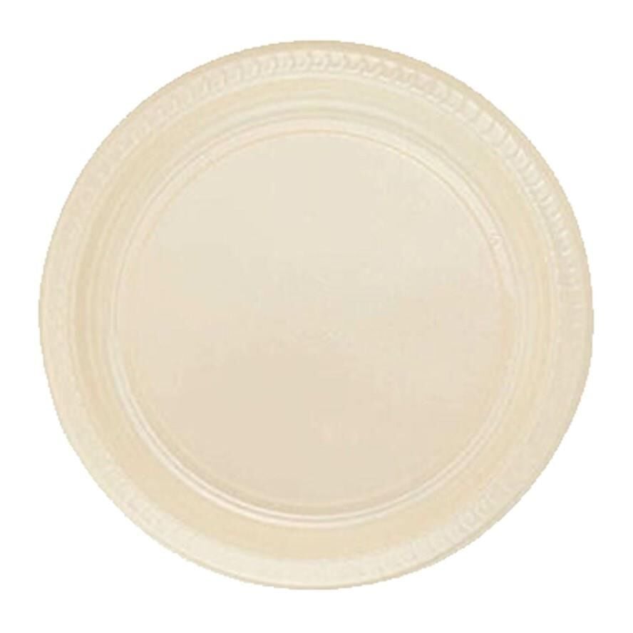 PARTI TABAK PLASTIK KREM PK 25 LI YUVARLAK 22 CM