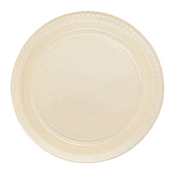 PARTI TABAK PLASTIK KREM PK 25 LI YUVARLAK 22 CM