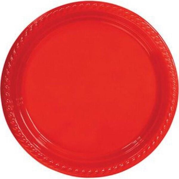PARTI TABAK PLASTIK KIRMIZI PK 25 LI YUVARLAK 22 CM