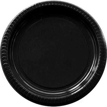 PARTI TABAK PLASTIK SİYAH PK 25 LI YUVARLAK 22 CM