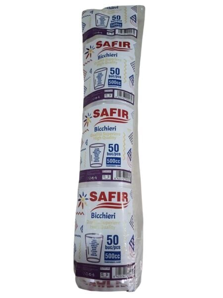 ŞEFFAF PLASTİK BARDAK 500 CC PK:50 LI POPROCUP 250 g/pk