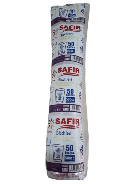 ŞEFFAF PLASTİK BARDAK 500 CC PK:50 LI POPROCUP 250 g/pk