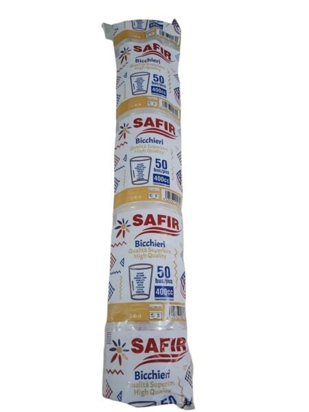 ŞEFFAF PLASTİK BARDAK 400 CC PK:50 LI POPROCUP 260 g/pk