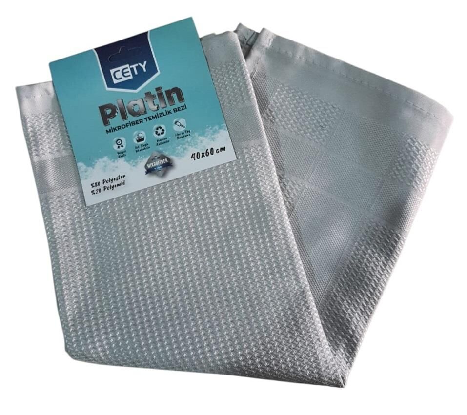 MİKROFİBER DEKORATİF CAM BEZİ 40*60 CM BOYUTLARINDA CETY PLATİN % 100 MİKROFİBER %80 POLYESTER % 20
